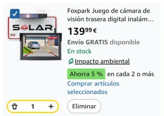 Cámara Visión Trasera Solar Foxpark Inalámbrica