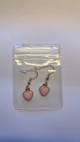 Pendientes Corazón Rosa y Dorado.