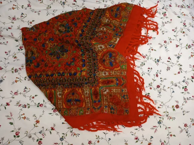 Mantón pañuelo lana vintage estampado