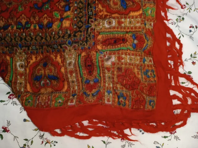 Mantón pañuelo lana vintage estampado