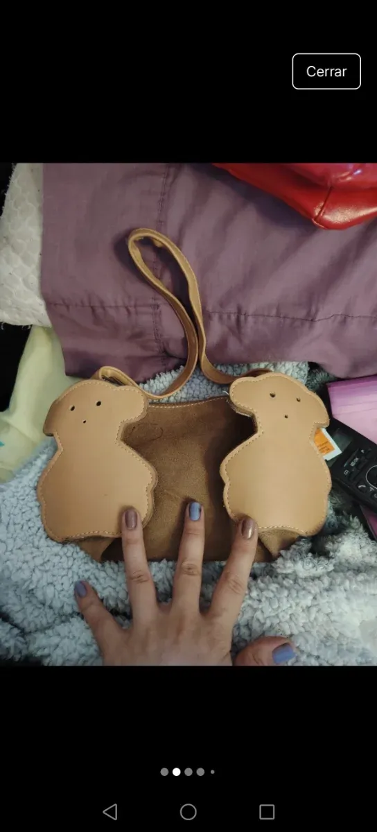 Bolso de ante con diseño de ositos