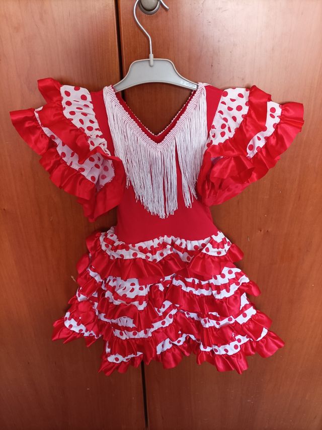 Vestido Flamenca Bebé Rojo Lunares