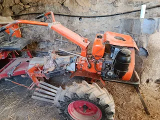 Motocultor con remolque y aperos