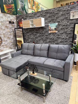 Sofá Cama Gris con Arcón Pau