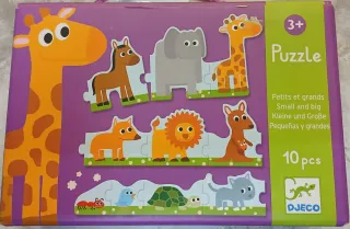 Puzzle Djeco 10 piezas animales pequeños y grandes