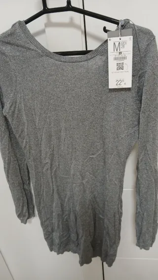 Vestido Zara plateado talla S