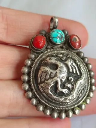 Colgante Tibetano Plata Antiguo