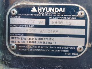MINI EXCAVADORA HYUNDAI ROLEX 80CR - 9A.