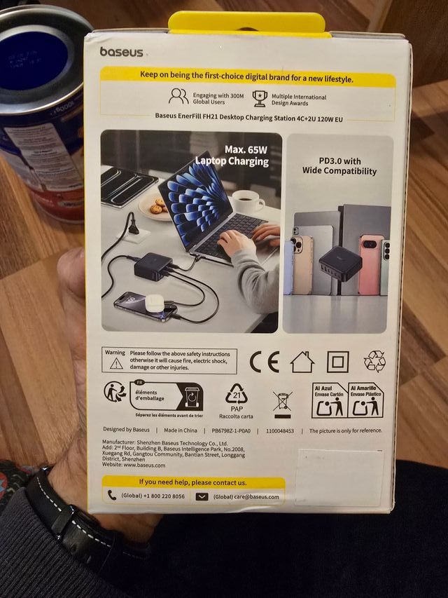 Baseus Cargador USB C 120W Estación Carga