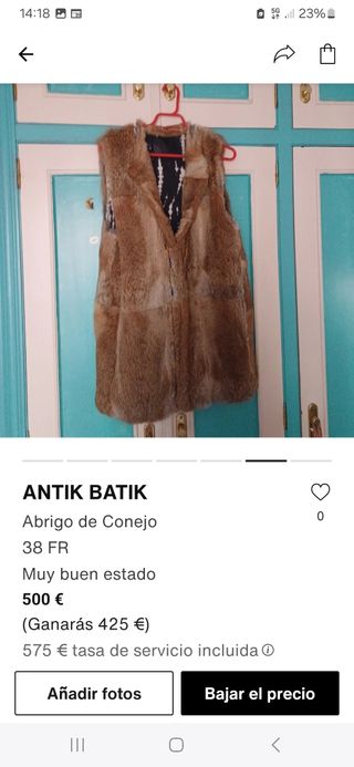 ANTIK BATIK Abrigo Conejo 38 FR