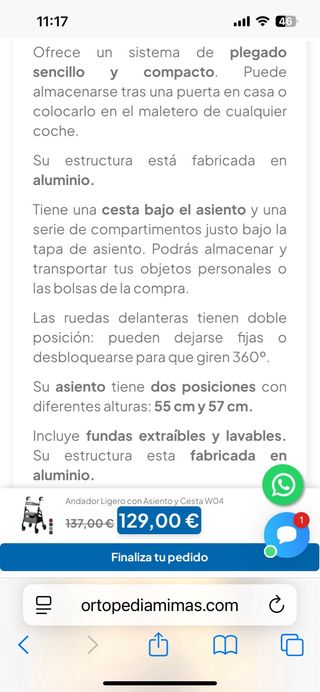 Andador Playcare con asiento y frenos