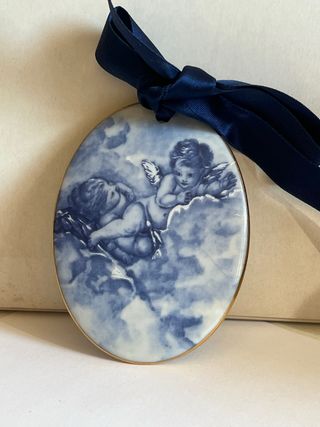 Medaglia ceramica angeli blu