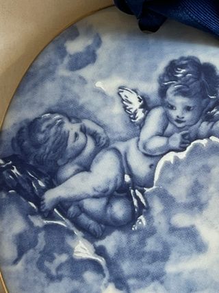 Medaglia ceramica angeli blu