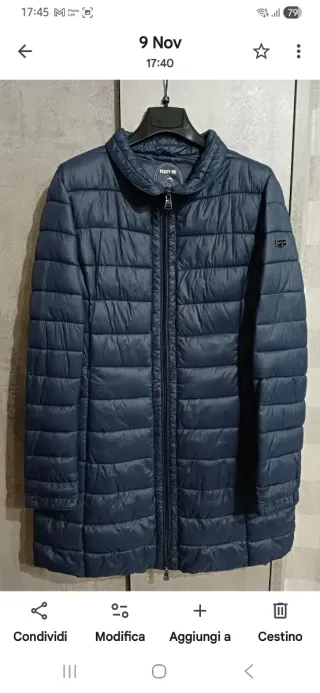 Piumino donna lungo blu