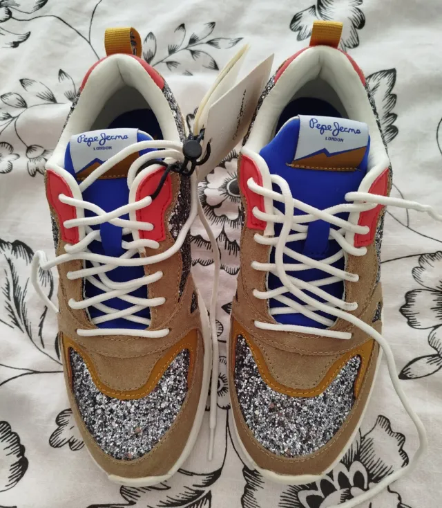 Zapatillas Pepe Jeans Strass Beige y Plata