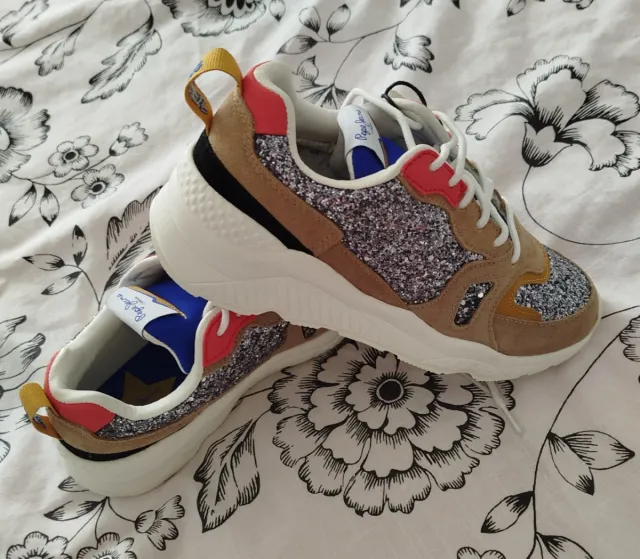 Zapatillas Pepe Jeans Strass Beige y Plata