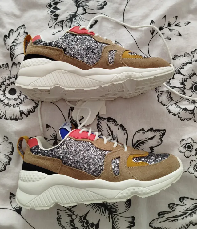 Zapatillas Pepe Jeans Strass Beige y Plata