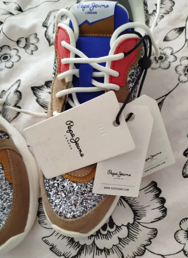 Zapatillas Pepe Jeans Strass Beige y Plata