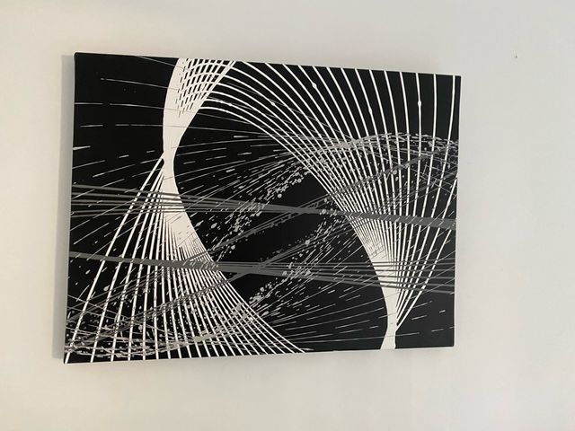 Cuadro abstracto moderno blanco y negro