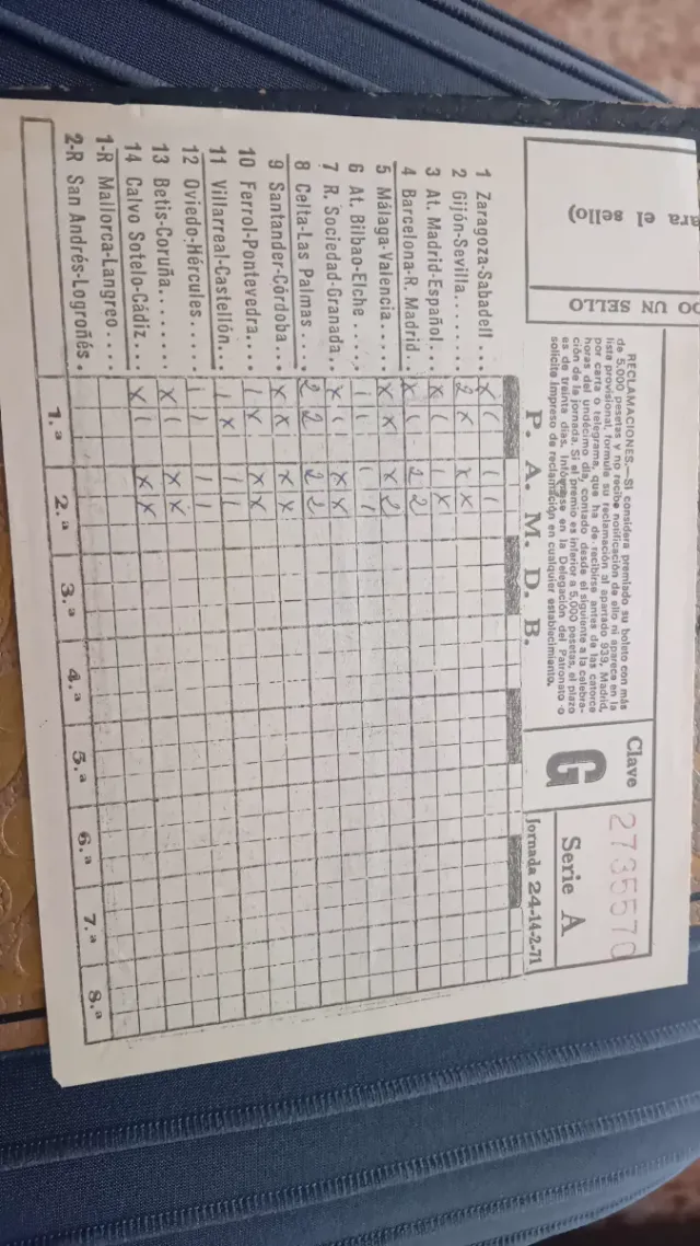 Quiniela Fútbol 1971