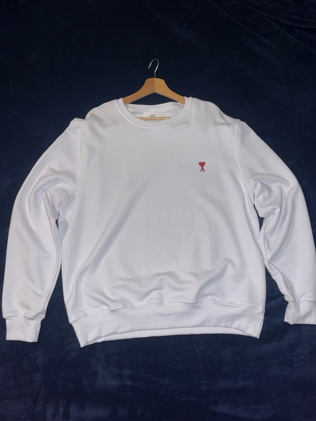 Sudadera AMI Paris Blanca Corazón Rojo