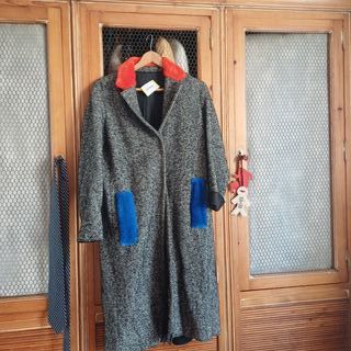 Abrigo de lana jaspeadoy azul