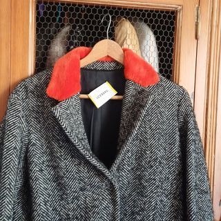 Abrigo de lana jaspeadoy azul