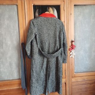 Abrigo de lana jaspeadoy azul