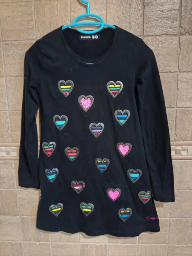 Vestido Desigual Negro Corazones