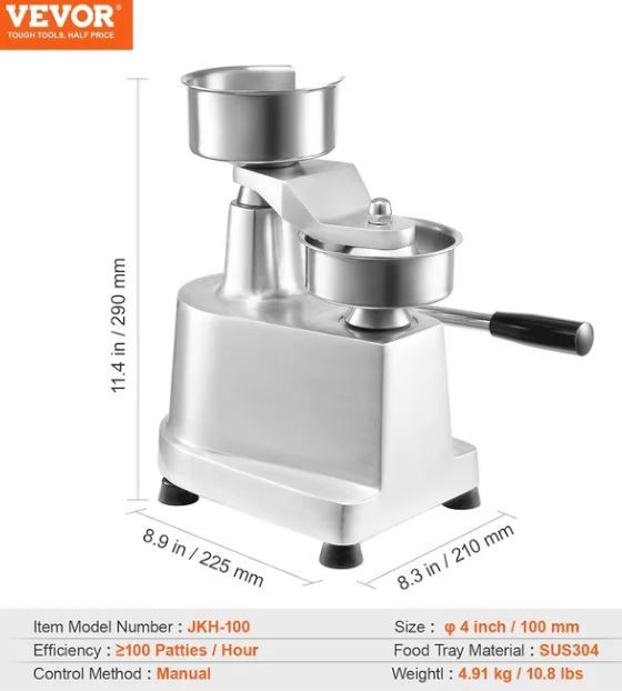 Prensa Hamburguesas VEVOR JKH-100