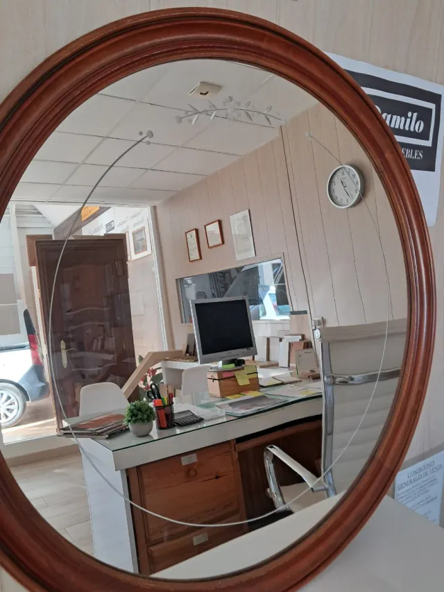 Specchio rotondo d'epoca in legno