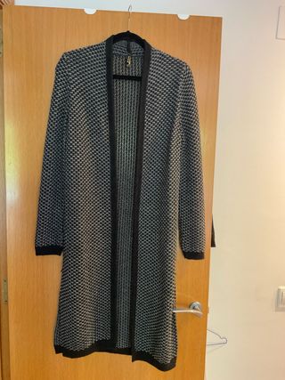 Cárdigan largo mujer negro y gris