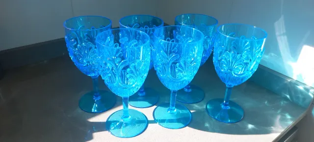 Juego 6 copas grandes de plástico azul