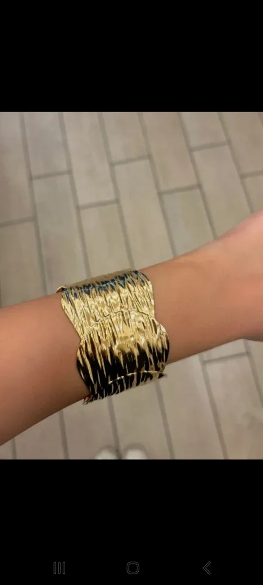 Bracciale rigido acciaio placcato oro striato