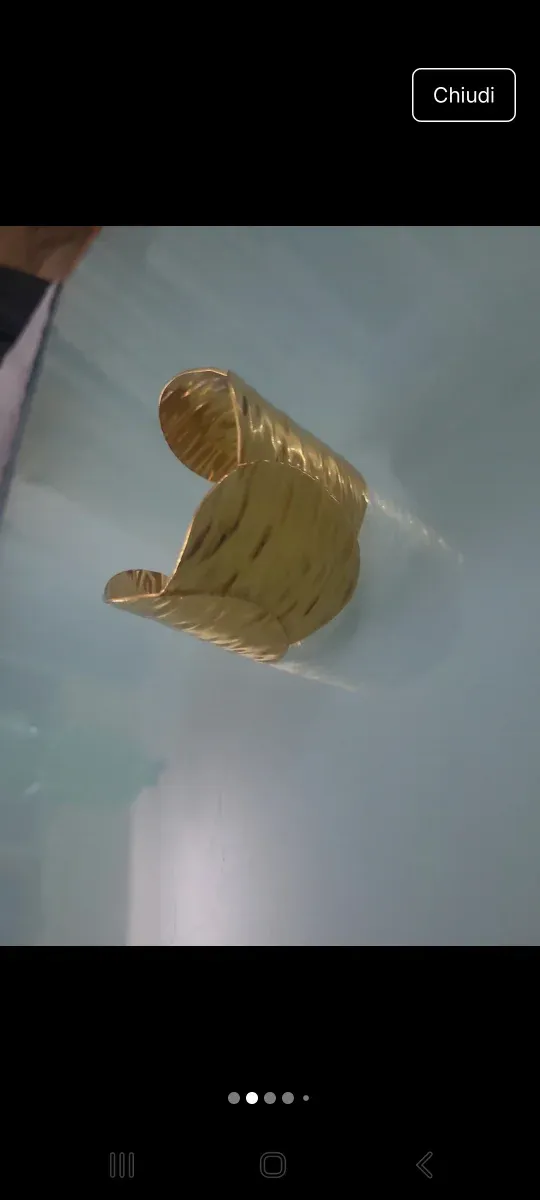 Bracciale rigido acciaio placcato oro striato