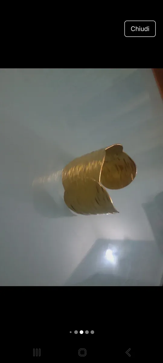 Bracciale rigido acciaio placcato oro striato