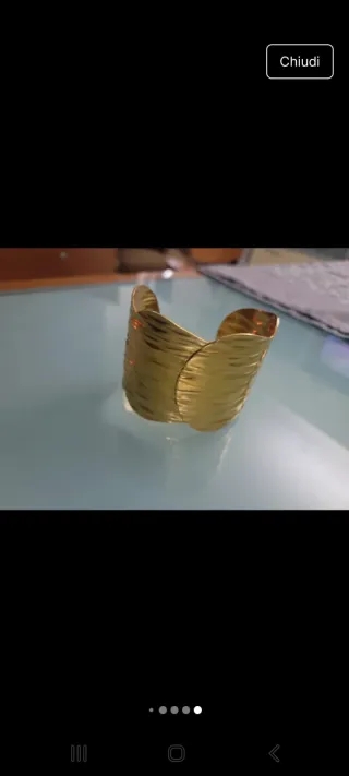 Bracciale rigido acciaio placcato oro striato