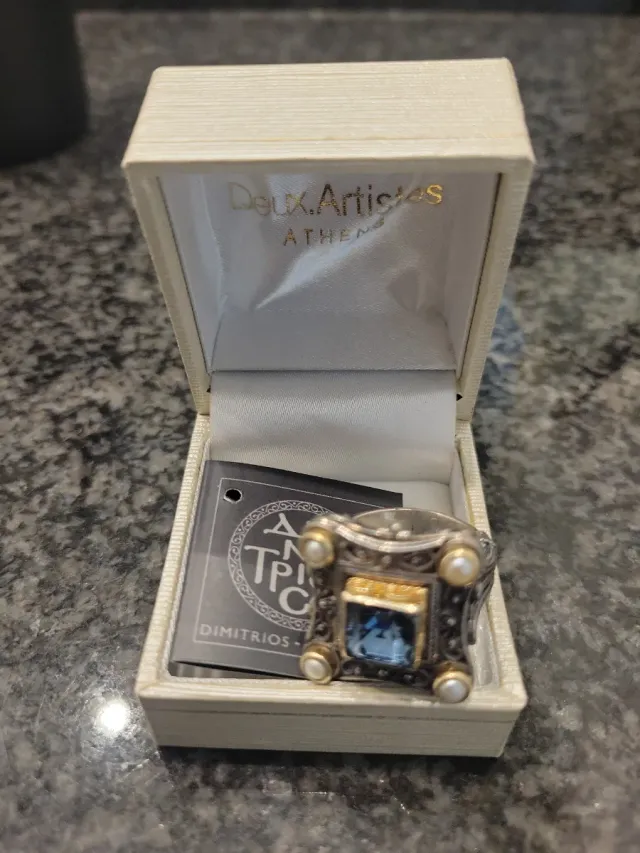 Anillo Deux Artistes Atenas Azul Plata