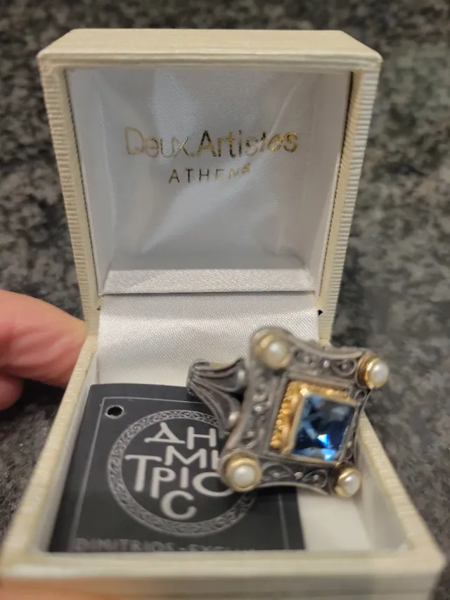 Anillo Deux Artistes Atenas Azul Plata