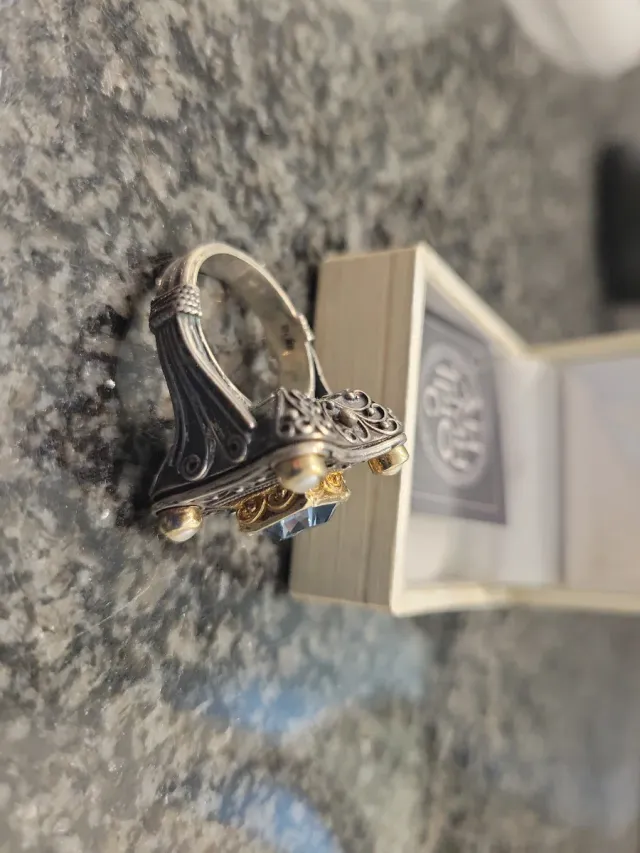 Anillo Deux Artistes Atenas Azul Plata