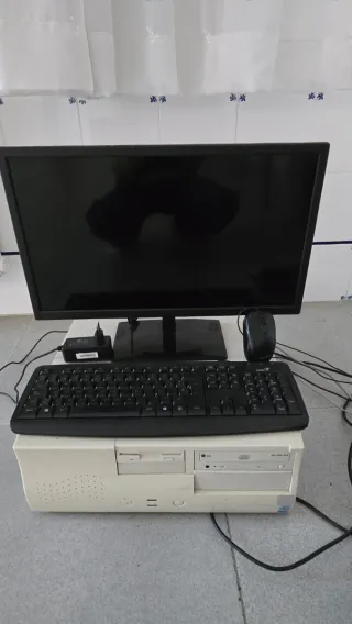 Ordenador sobremesa  con teclado y ratón.