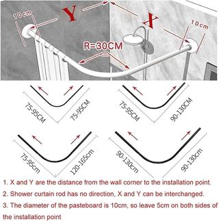 Barra Cortina Ducha Curva 70-95cm Negra