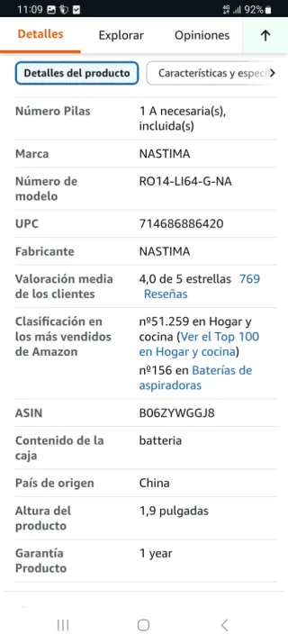 Batería NASTIMA 14.4V 6400mAh para Roomba – NUEVA