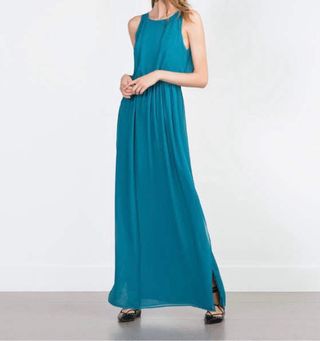 Vestido largo azul Zara