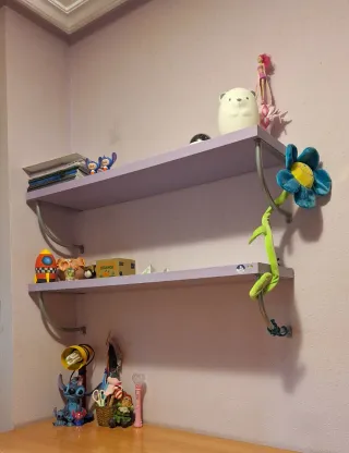 Escritorio de madera con estanterías