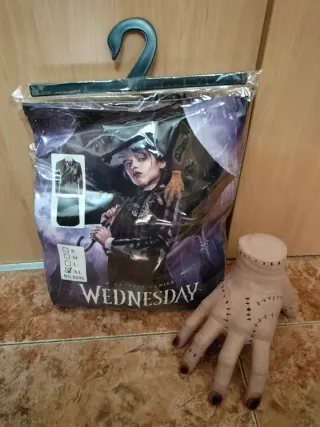 Disfraz Miércoles Addams Adulto Talla XL y Cosa.