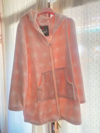 Bata suave estrellas rosa y blanco