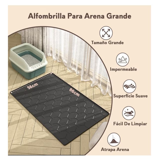 Alfombra arenero gato silicona 86x56 cm