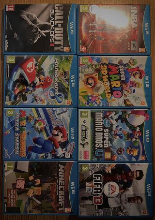 Wii U Negra + Mando + Cargador + Juegos