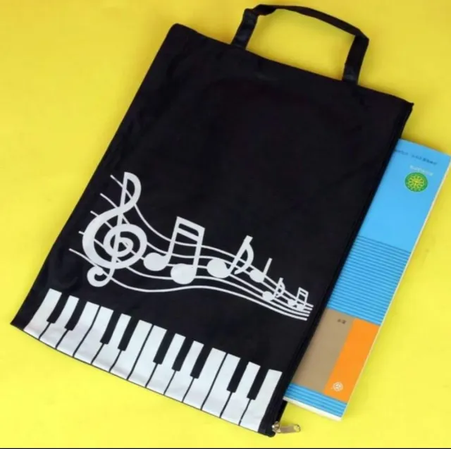 Bolsa de música con diseño de piano y pentagrama